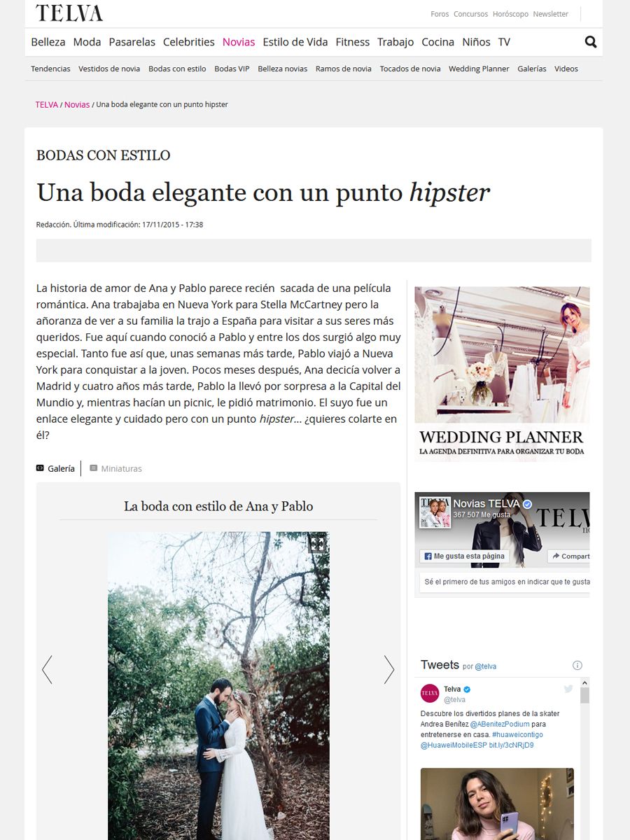 Una boda elegante con un punto hipster