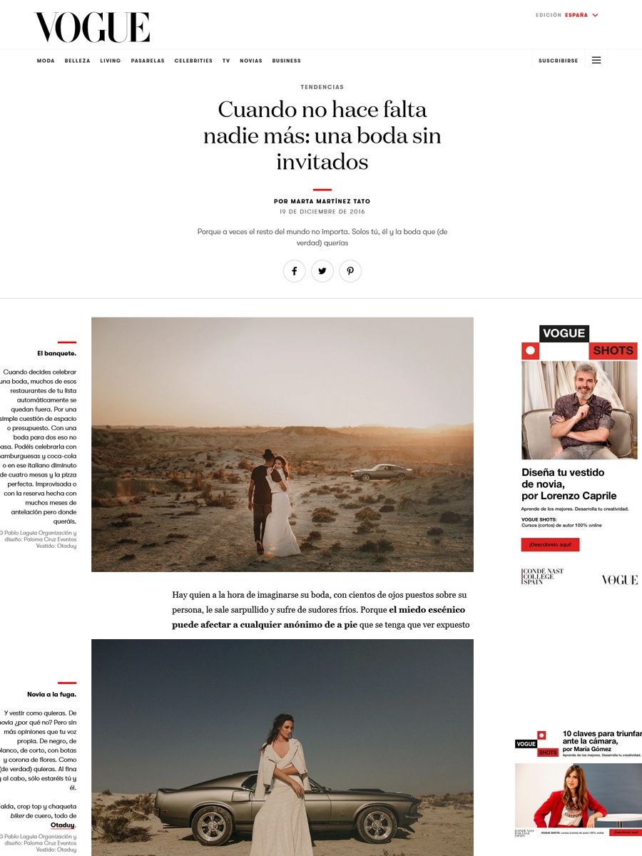 Cuando no hace falta nadie más: una boda sin invitados